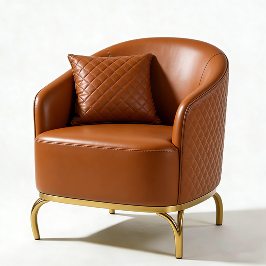 Cognac Quilted Accent Chair