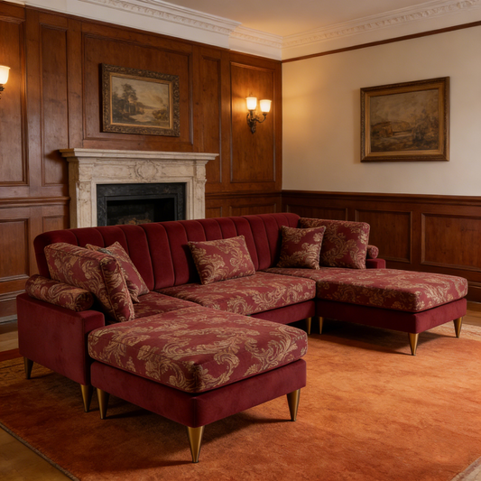 Velvet Baroque L-Shaped Sofa