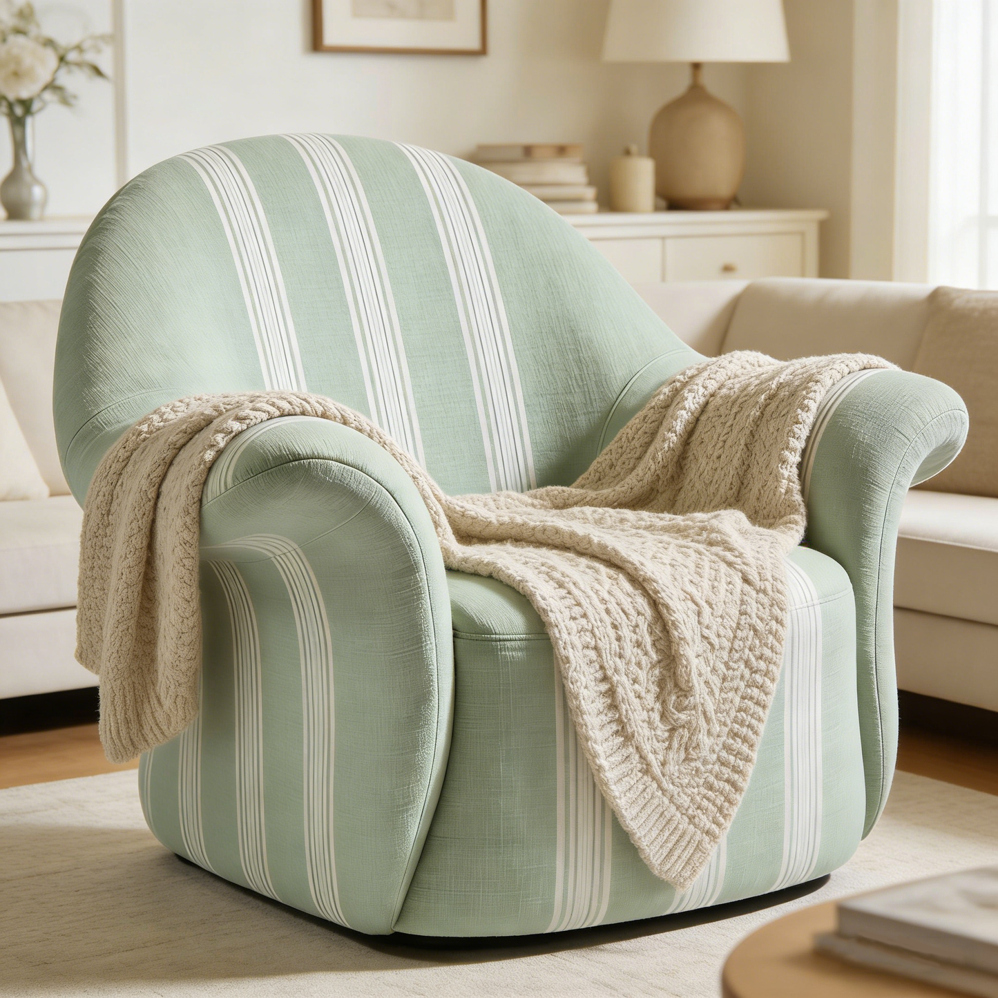 Seashell Stripe Accent Chair