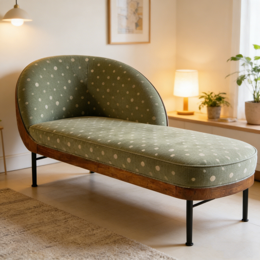 Greenish-Green Dotted Lounge Chair