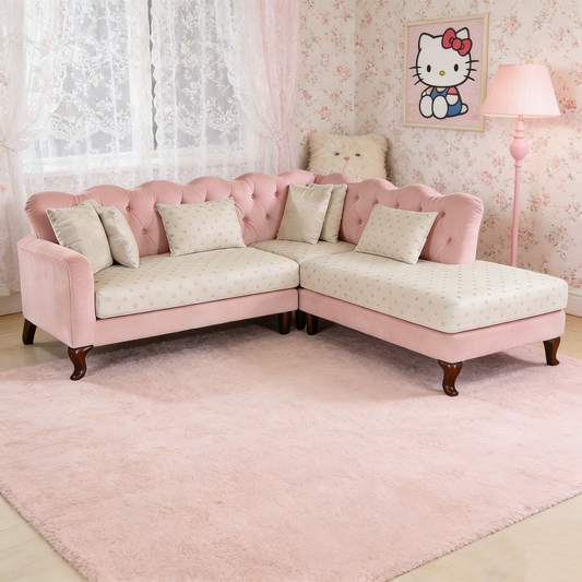 Velvet Baroque L-Shaped Sofa