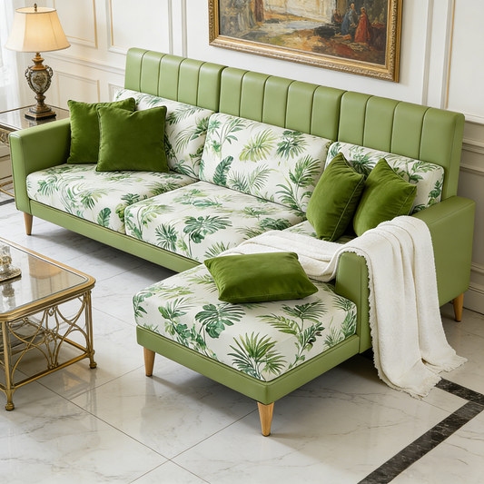 Tropical Green L-Shape Sofa