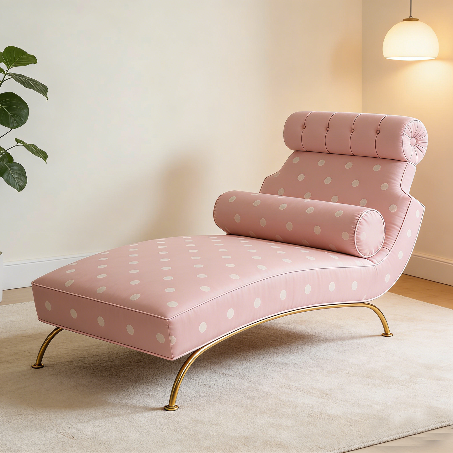 Soft Pink Polka Dot Lounge Chair