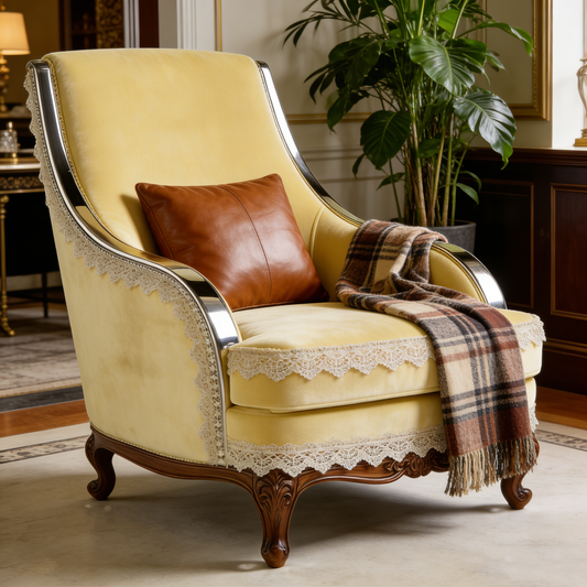 Lace Trimmed Gilded Accent Chair