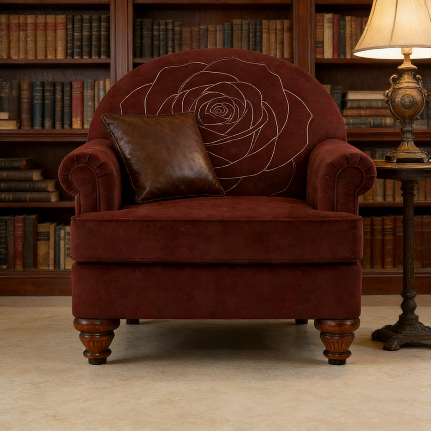 Burgundy Rose Accent Chair