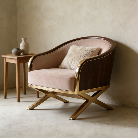 Gilded Walnut Accent Chair