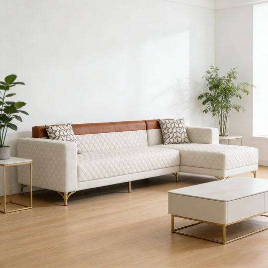 Quilted L-Shape Sofa
