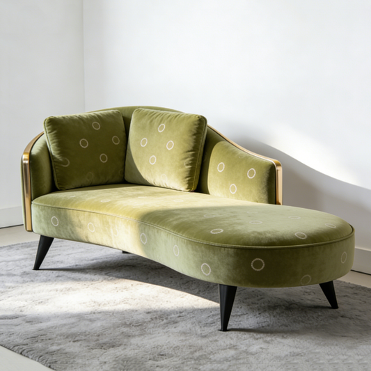 Olive Drab Curved Chaise