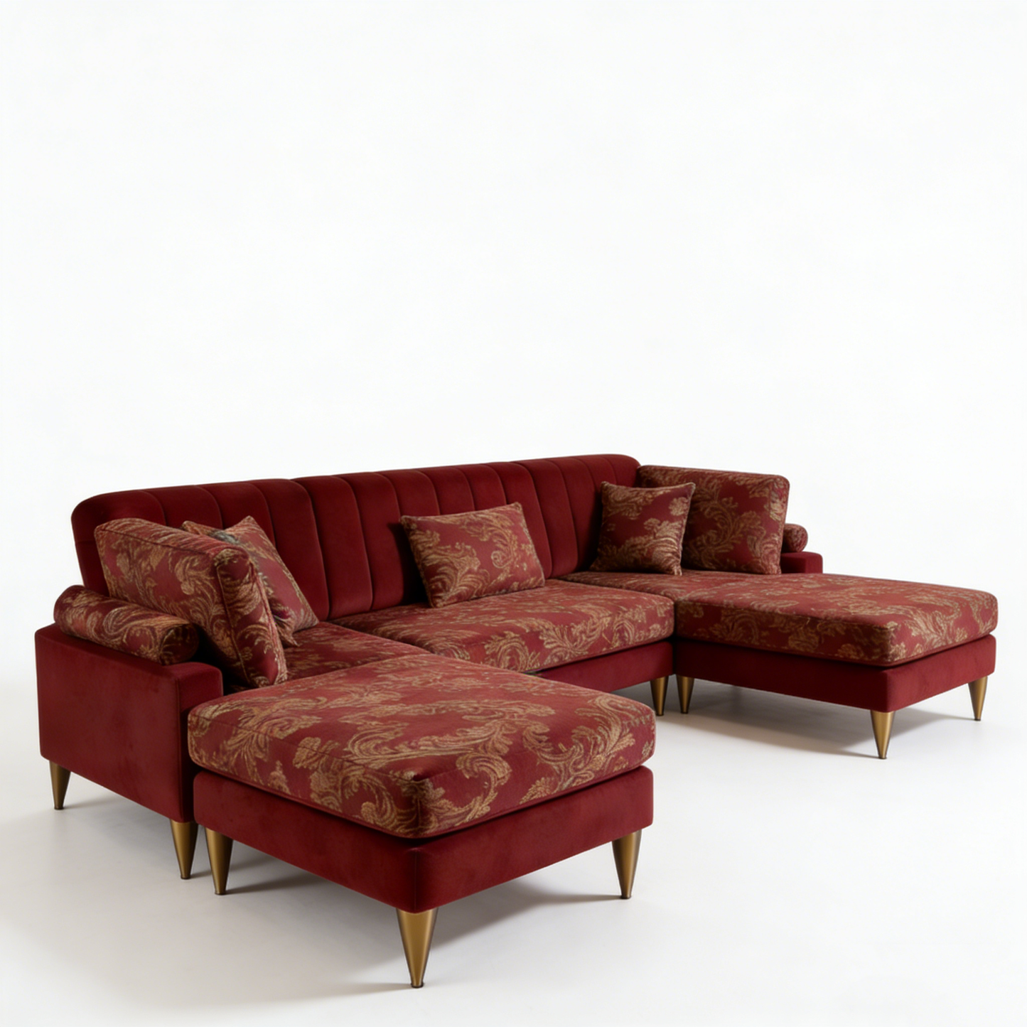 Velvet Baroque L-Shaped Sofa