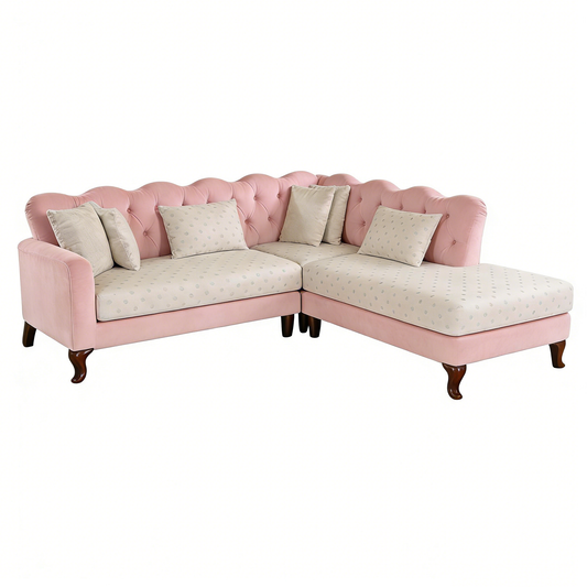 Velvet Baroque L-Shaped Sofa