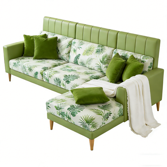 Tropical Green L-Shape Sofa