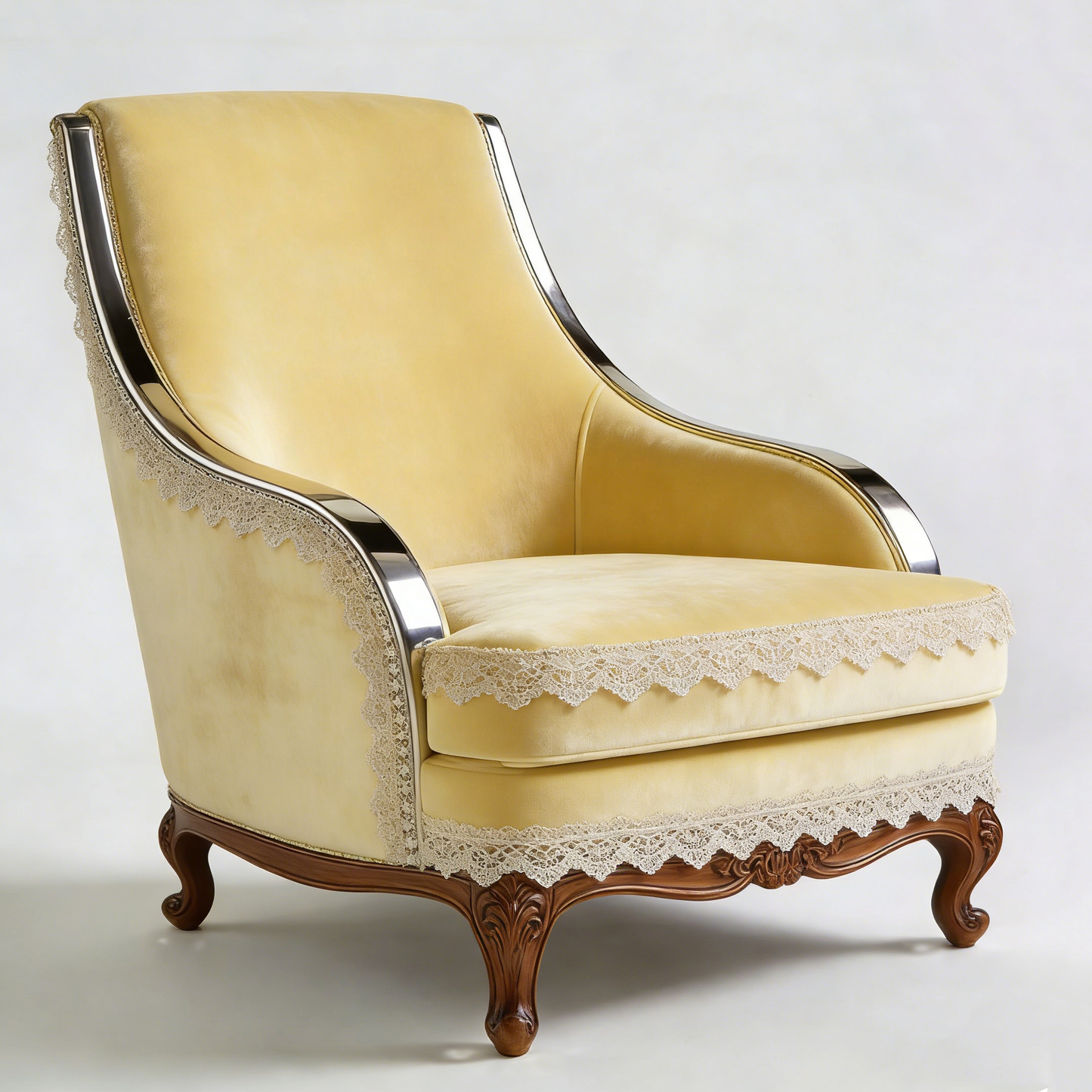 Lace Trimmed Gilded Accent Chair