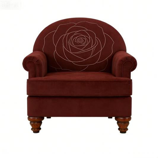 Burgundy Rose Accent Chair