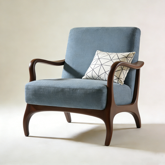 Mid-Century Slate Blue Accent Chair